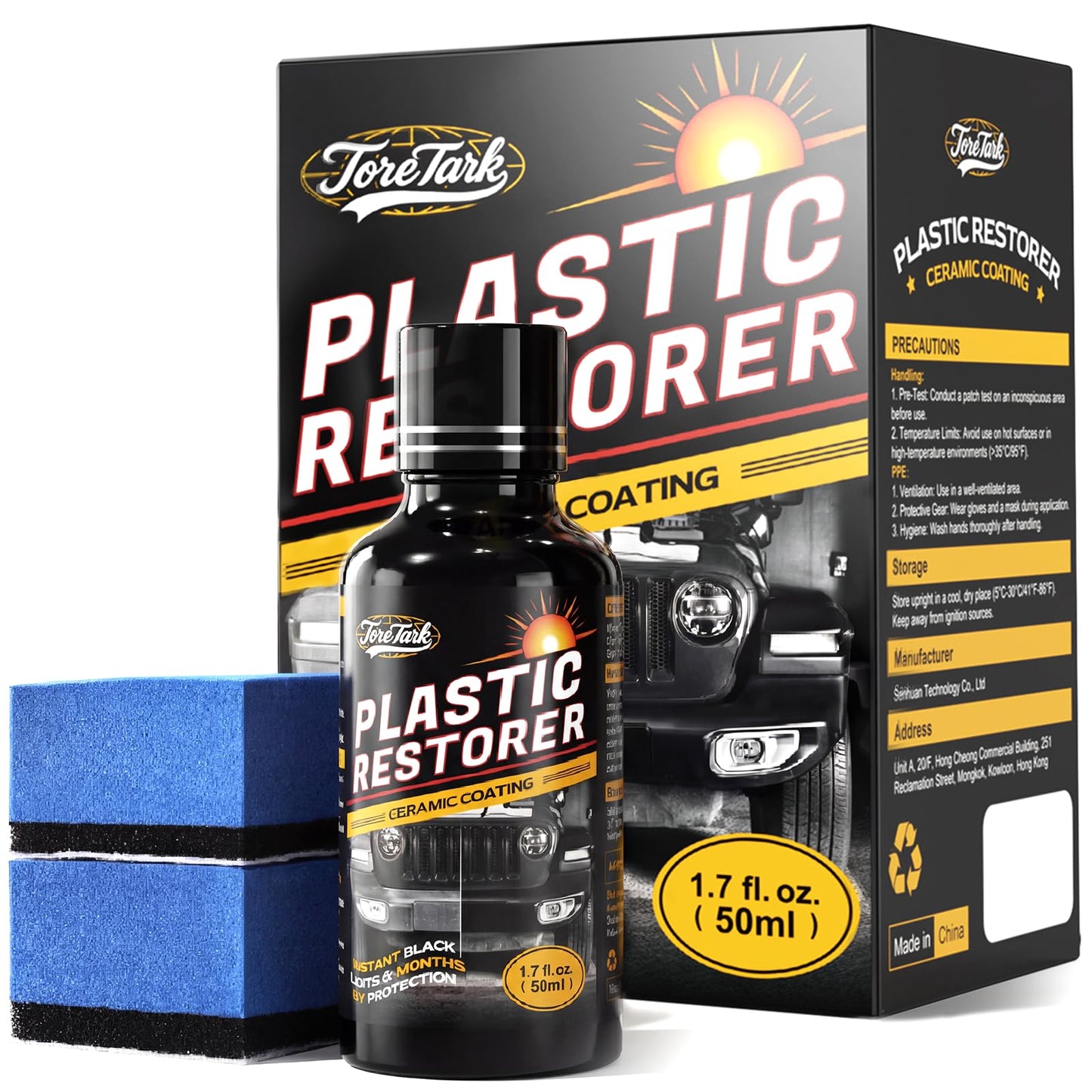 Toretark Plastic Restorer for Cars, Not a Dressing, Black Trim Restorer, Ceramic Crystal Coating Highly Concentrated, Lasting Up